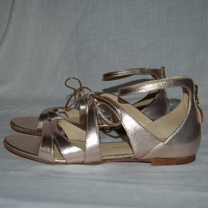 $428 Sz 38 7.5 Chloe Gosselin Rose Gold Leather Cardinalis Ankle Strap S…
